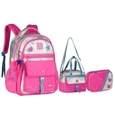 Imagem de Kit Mochila Lancheira Estojo Holográfico RB Original-Feminino
