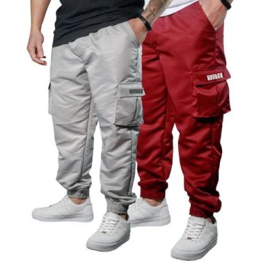 Imagem de Kit 2 Calça Jogger Bolsos Cargo Corta Vento Masculina Skate - Hunter C