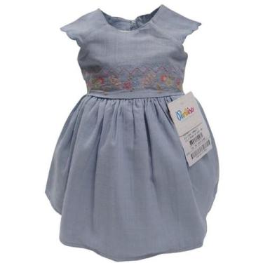 Imagem de Vestido Bebê Menina Luxo Bordado Festa Verão Paraiso 15504, Denim clar