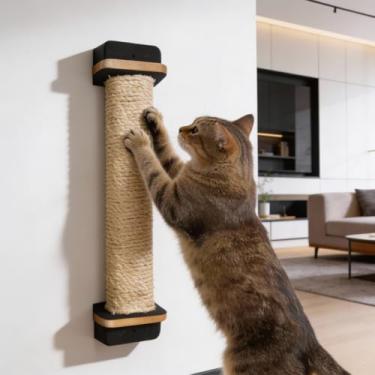 Imagem de Arranhador Para Gatos de Parede 65cm em MDF 15mm LAMINADO REFORÇADO Sisal 8mm Gatificação (Preto)