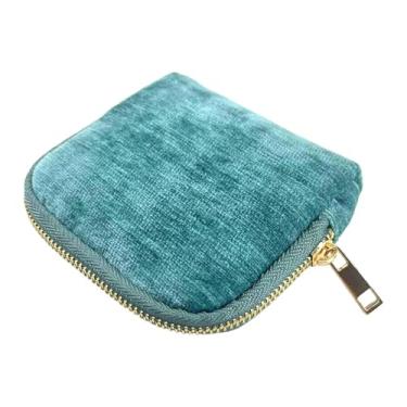 Imagem de Vaveren Estojo organizador de joias pequeno para viagem, elegante, com zíper, para guardar colares, pulseiras e outros objetos pequenos. Ideal para mulheres e, Azul Pavão