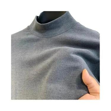 Imagem de Camiseta Térmica Masculina De Veludo Com Gola Alta, Manga Longa, Camad