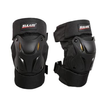 Imagem de Protetores De Joelho E Canela Ajustáveis Pretos Para Motocicleta, Arma