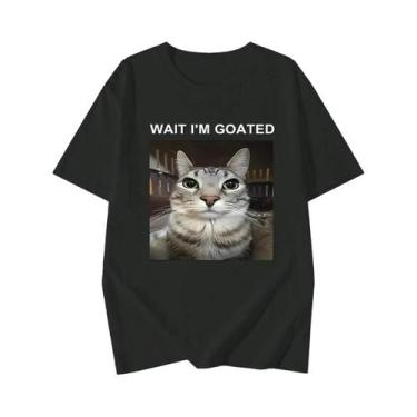 Imagem de Camiseta Unissex Retrô Com Estampa De Gato Hip Hop Graffiti Manga Curt