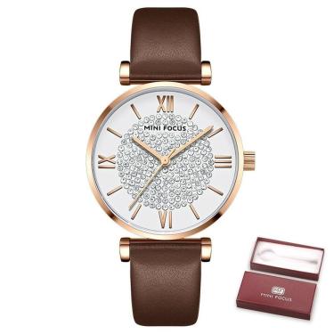 Imagem de Relógio Feminino Mini Focus Mf0334l à Prova D'água Castanho