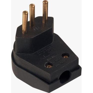 Imagem de Pino Macho 3p 10a Triangular Com Prensa Cabo Preto - Pvc 10a - 250v