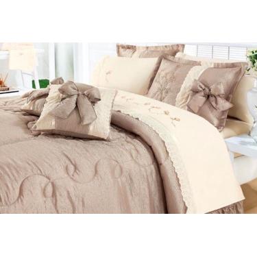 Imagem de Kit Cobre Leito Amore Casal Queen 7 peças - Cáqui