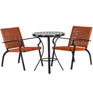 Imagem de 2 Cadeiras Corda Náutica E Mesa Tampo Ripado - Trama Terra Cota