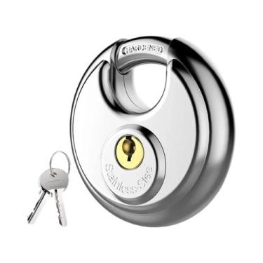 Imagem de Cadeado De Disco De Aço Inoxidável Reforçado À Prova d'Água 70mm Com 2
