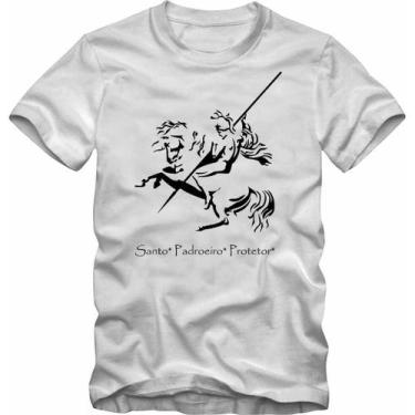 Imagem de Camiseta Masculina São Jorge Guerreiro Estampa Santo Católico Algodão 