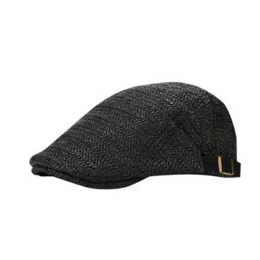 Imagem de Chapéu masculino Herringbone Straw Flat Cap Gatsby Newsboy Adjusta - y