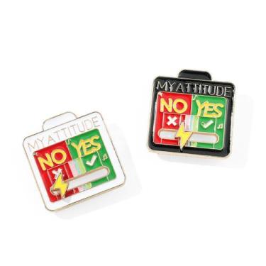 Imagem de Alfinete de broche Creative Mood Slider Square Alloy Lapel Ba - Yiweis