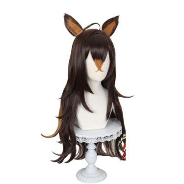 Imagem de Peruca Genshins Impacts, fantasia sintética de festa de anime Dehya - 