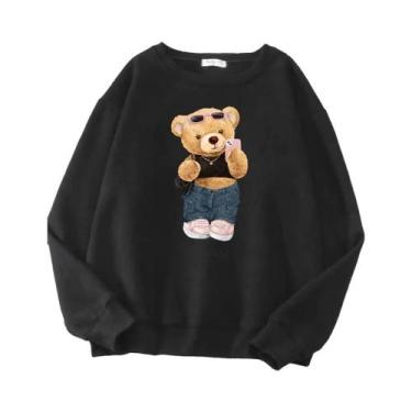 Imagem de Moletom Oversize De Lã Com Capuz De Urso Teddy Para Mulheres, Blusão D