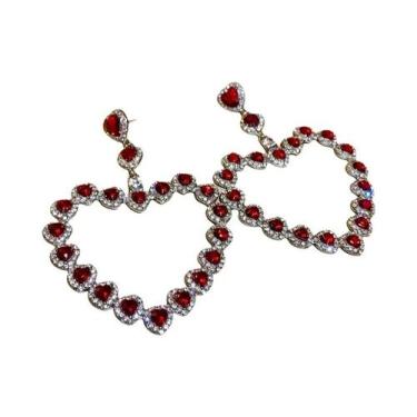 Imagem de Brincos Pendentes De Coração Com Strass Preto Para Mulheres, Moda Vint