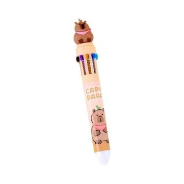 Imagem de Caneta Gel Kawaii Capybara Multicolorida Com 10 Cores, 0.5mm, Tinta Co