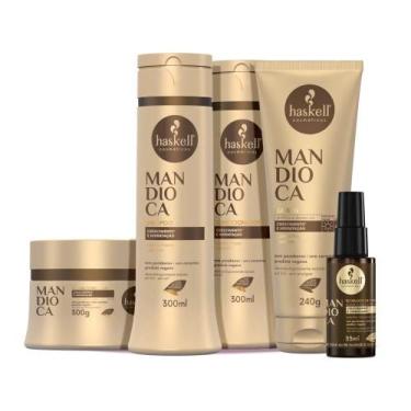 Imagem de Kit Haskell Mandioca 500gr  Crescimento e Hidratação  5 Produtos