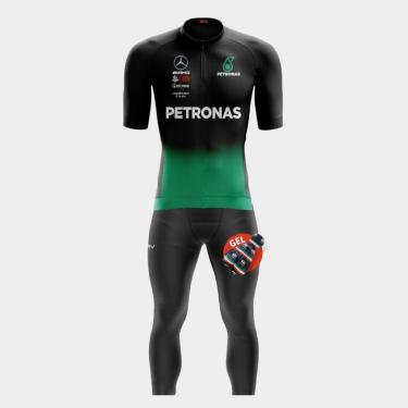 Imagem de Conjunto de Ciclismo Masculino Camisa Manga Curta e Calça de Forro Gel Proteção Uv-Masculino