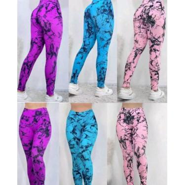 Imagem de 3 Calça Legging Marmorizada Feminina Leg Cintura Alta Modela Academia 