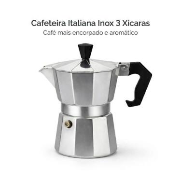 Imagem de Cafeteira Italiana Inox 3 Xícaras Pequenas Compacta Café Expresso Fogã