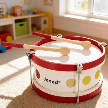 Imagem de Tambor Infantil Madeira Janod Meu Primeiro Instrumento Confetti Brinquedo Musical Didático