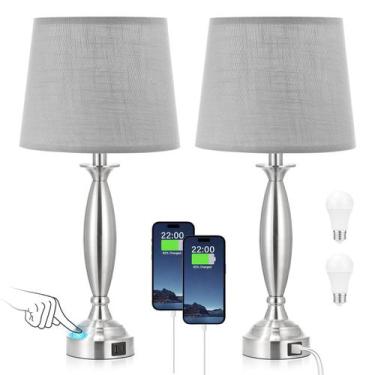 Imagem de Conjunto de 2 Luminárias para Quarto - Abajur de Cabeceira Touch com U