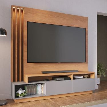 Imagem de Estante Home Humaitá para Sala de TV até 65 Polegadas Freijó Cinza Fosco Colibri