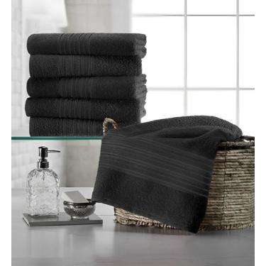 Imagem de Kit 6 Toalhas De Banho Teka Escala Preta Para Salão Spa Algodão
