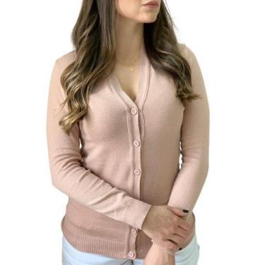 Imagem de Casaco Feminino Aberto Inverno Blusa De Frio Moda - Calu Tricot, Rose,