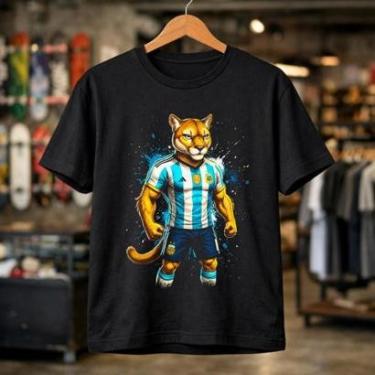 Imagem de Camiseta Masculina Argentina Mascote Futebol Estampa Divertida Estilo Urbano Conforto C...