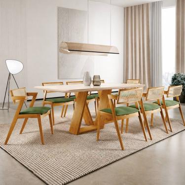 Imagem de Sala de Jantar maciça 8 cadeiras 2,00m  linho-Oslo -Imperial