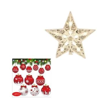 Imagem de Decoração De Árvore De Natal LED De 15cm Com Estrelas Brilhantes Em Br