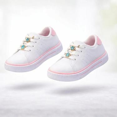 Imagem de Tênis Juvenil Menina Molekinha Branco e Rosa Tamanho:33Cor:Branco/Rosa