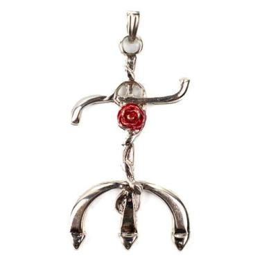 Imagem de Pingente Tridente Pomba Gira  Rosa 5,5 cm Metal Niquel - Lua Mística