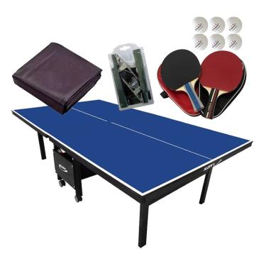 Imagem de MESA PING PONG MDF 18mm 1084 KLOPF + 2 Kits c/ Estojos + Rede 5034 + Capa Fechada