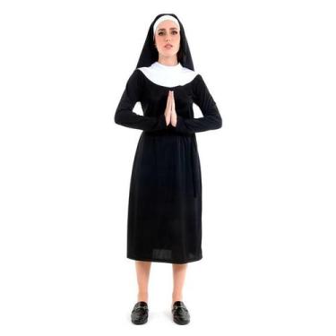 Imagem de Fantasia de Freira Adulto Clássica Com Véu - Sulamericana, PP 36 - 38