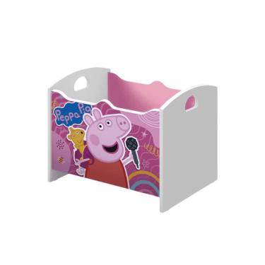Imagem de Caixa Baú Organizadora De Brinquedos Infantil Mdf Peppa Rosa