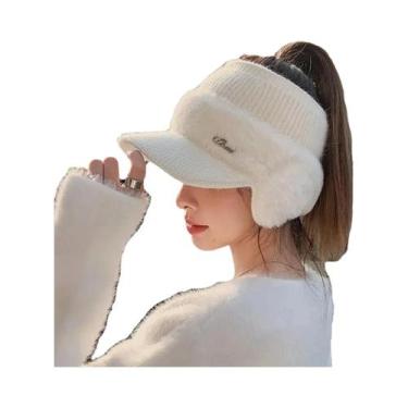 Imagem de Boné De Inverno Feminino Quente E Tricotado, À Prova De Vento, Para Es