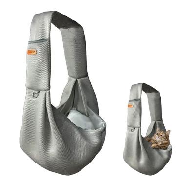 Imagem de Bolsa de Transporte Pet Leva Pro Pet Sling BSL3907 Cães e Gatos Pequeno Porte Malha Respirável Cinza