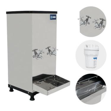 Imagem de Bebedouro Industrial De Bancada 25 Litros Resfriador Com 2 Torneiras K