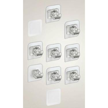 Imagem de Kit 10 Suportes Gancho Varão Cortina Plástico Transparente - Congratul