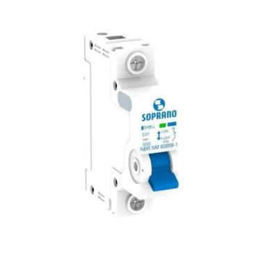 Imagem de Disjuntor 6K Branco 1 X 32A com Grau IP20 para Proteção Elétrica Sopra