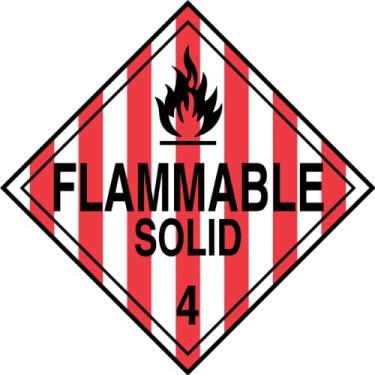 Imagem de Accuform Placa Signs MPL401VP1 Plastic Hazard Class 4 DOT Placard, Legend "FLAMMABLE SOLID 10.2 cm com gráfico, 26 cm de largura x 26 cm de comprimento, preto em listra vermelha/branca