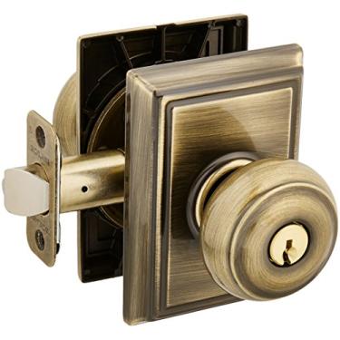 Imagem de Schlage Lock Company F51AGEO609ADD Maçaneta de porta com chave georgiana F51A à prova de pânico com roseta Addison