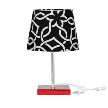 Imagem de Abajur Eros Dome Elos Preto 060 com Base Vermelha Quadrada