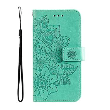 Imagem de Capa para Google Pixel 6/6 Pro Capa carteira de couro em relevo com compartimentos para cartão Kickstand TPU Capa interna à prova de choque Fecho magnético Flip Stand Capa protetora para celular, verde, 6 16,3 cm