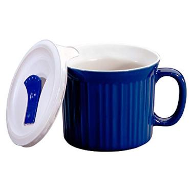 Imagem de CorningWare Caneca de refeição com tampa ventilada para vapor, caneca de sopa de grés de 590 ml, tampa sem BPA, micro-ondas, freezer e lava-louças com tampa, mirtilo