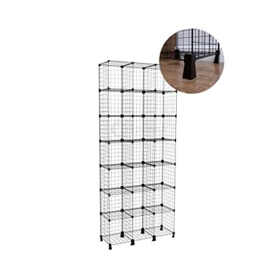 Imagem de Estante Prateleira de Aço Livreiro com 21 Nichos Arara de Roupas Armário de Aço Alto 215cm Preto