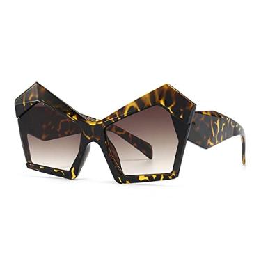 Imagem de Óculos de Sol Grandes Olhos de Gato Feminino Vintage Grande Lrregular Quadrado Óculos de Sol Masculino Óculos de Sol UV400 Óculos Gafas De Sol, Leopardo, A