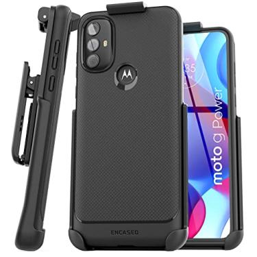 Imagem de Encased Capa protetora fina projetada para Moto G Power 2022 com clipe de cinto, capa fina para celular com coldre (preto)